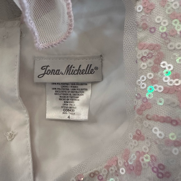 Price Drop - Jona Michelle White formal dress with pale pink sequins - Picture 5 of 5